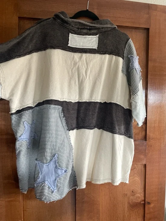 Oli & Hali Beige, Patchwork Polo with Star Appliqués - Picture 5 of 5